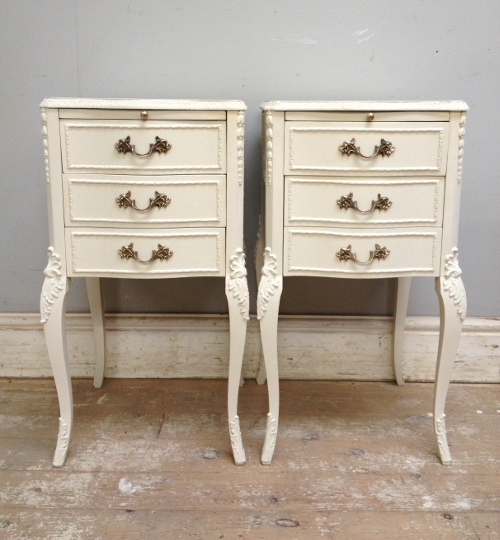 vintage bedside tables white